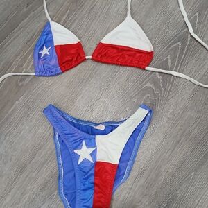 Texas Flag Bikini Vibrant Swimwear💥VINTAGE💥 REVIEW DESCRIPTION FOR FLAWS